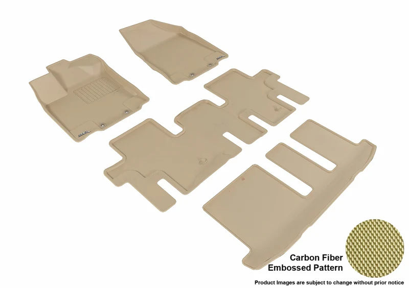 3D MAXpider 2013-2019 Nissan Pathfinder Kagu 1st & 2nd & 3rd Row Floormats - Tan