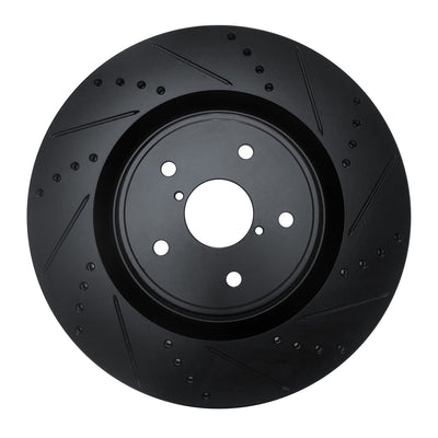R1 18-25 Subaru WRX Front Left Drilled & Slotted Black Brake Rotor