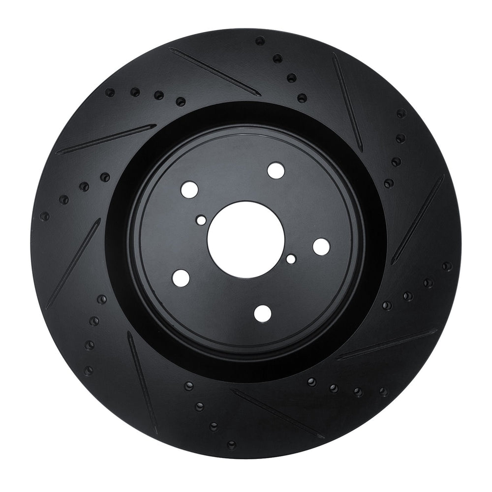 R1 18-25 Subaru WRX Front Left Drilled & Slotted Black Brake Rotor
