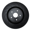 R1 18-25 Subaru WRX Front Left Drilled & Slotted Black Brake Rotor