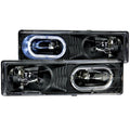 ANZO 1988-1998 Chevrolet C1500 Crystal Headlights Black w/ Halo