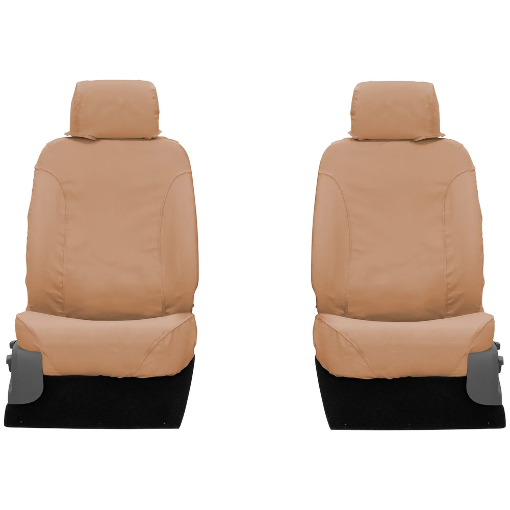 22C BRONCO POLYCOTTON SEATSAVER CUSTOM FRONT ROW SEAT COVERS TAN