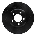 R1 02-08 BMW 760LI Front Right Drilled & Slotted Black Brake Rotor