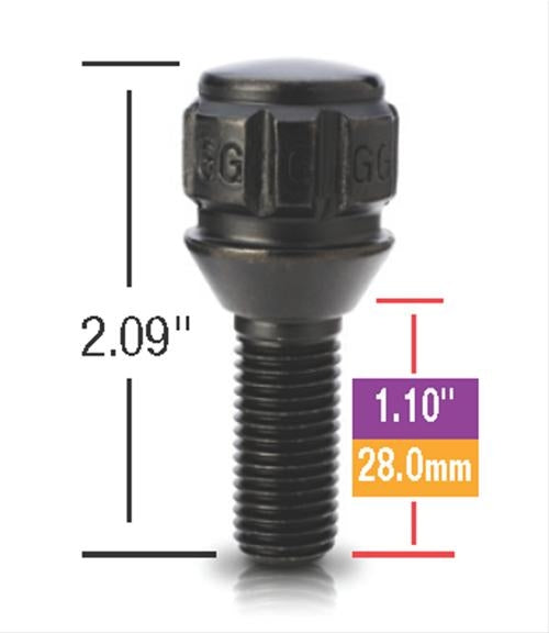Gorilla SYS BOLT LOCK CONE 19MM 12-1.25 BLK 28MM
