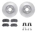 R1 15-20 Acura TLX Rear Drilled & Slotted Silver Brake Rotor Set w/Ceramic Pads and Hardware