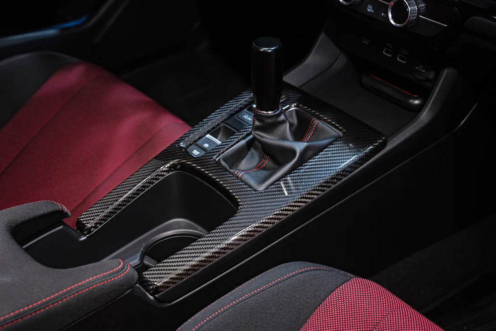 Remark 2022+ Honda Civic Manual (Excl. Type R) Carbon Fiber Console Cover - Gloss (LHD Only)
