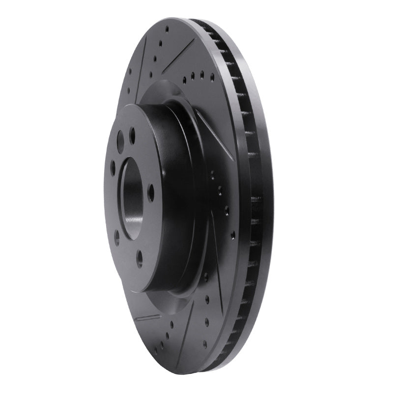 R1 05-09 Land Rover LR3 Front Left Drilled & Slotted Black Brake Rotor