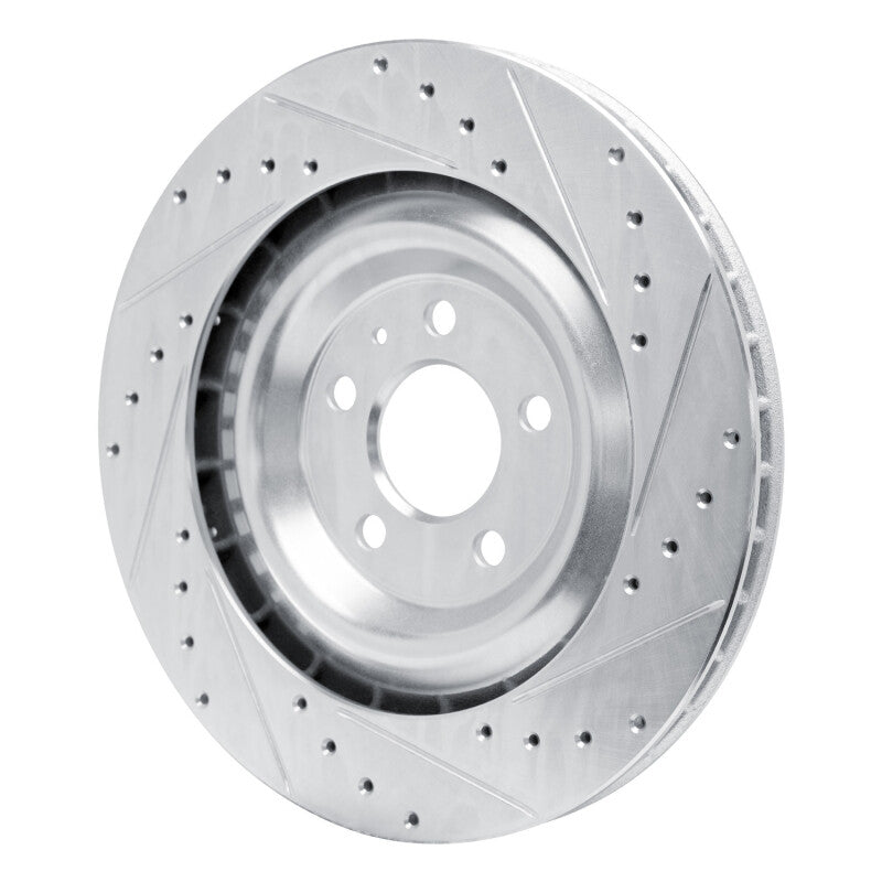 R1 15-18 Porsche Macan Rear Right Drilled & Slotted Black Brake Rotor