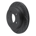 R1 04-06 Ford Econoline Rear Left Drilled & Slotted Black Brake Rotor