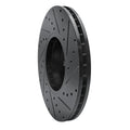 R1 07-19 BMW X6 Front Left Drilled & Slotted Black Brake Rotor