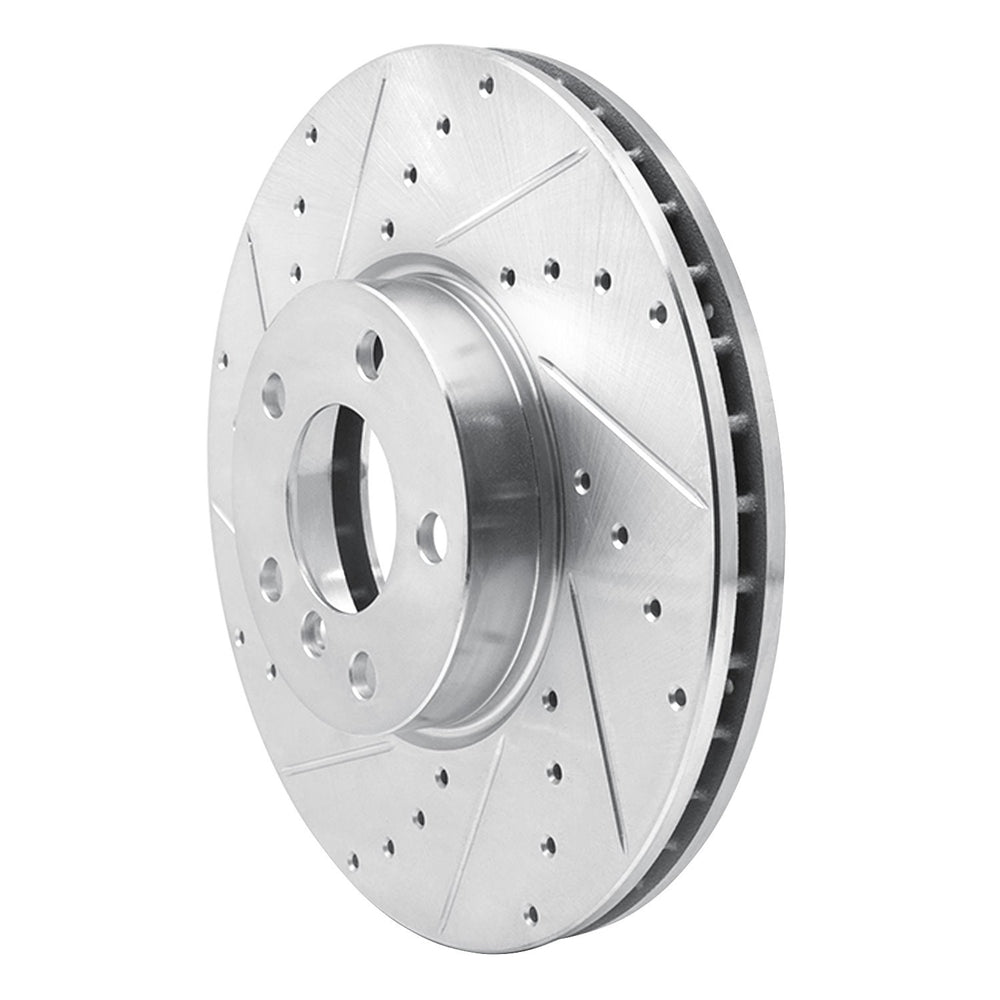 R1 07-19 BMW X6 Front Left Drilled & Slotted Black Brake Rotor