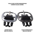 Willie & Max HD Sportsters, Custom Hard Tails Leather Swingarm Bag Dual Shock w/Blk Buckle - Black