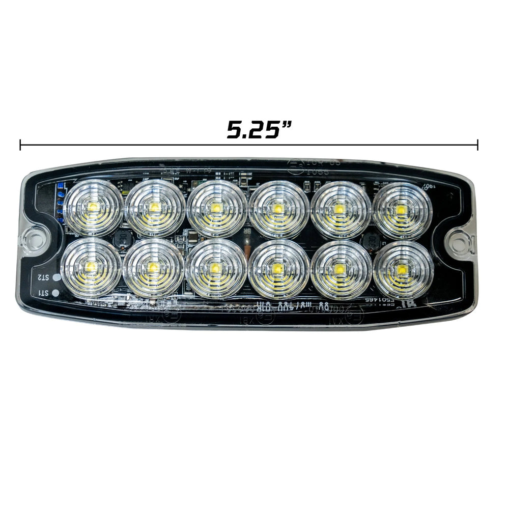 12-LED 30 Function Ultra-Thin Strobe light - Dimensions: 5.25x2.0x0.25 - Amber Color
