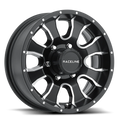 Raceline 860M Mamba 15x6in / 5x127 BP / 0mm Offset / 3.19mm Bore - Black & Machined Wheel