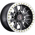 Raceline A71 Mamba 12x7in/4x156 BP/5mm Offset/132.5mm Bore - Black & Machined Ring Beadlock Wheel