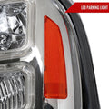 F350 1 PIECE HEADLIGHTS WITH LED BAR CHROME HOUSING AND CLEAR LENS AMBER REFLECTOR - USES STOCK BULBS