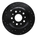R1 18-25 Jeep Wrangler Rear Left Drilled & Slotted Black Brake Rotor