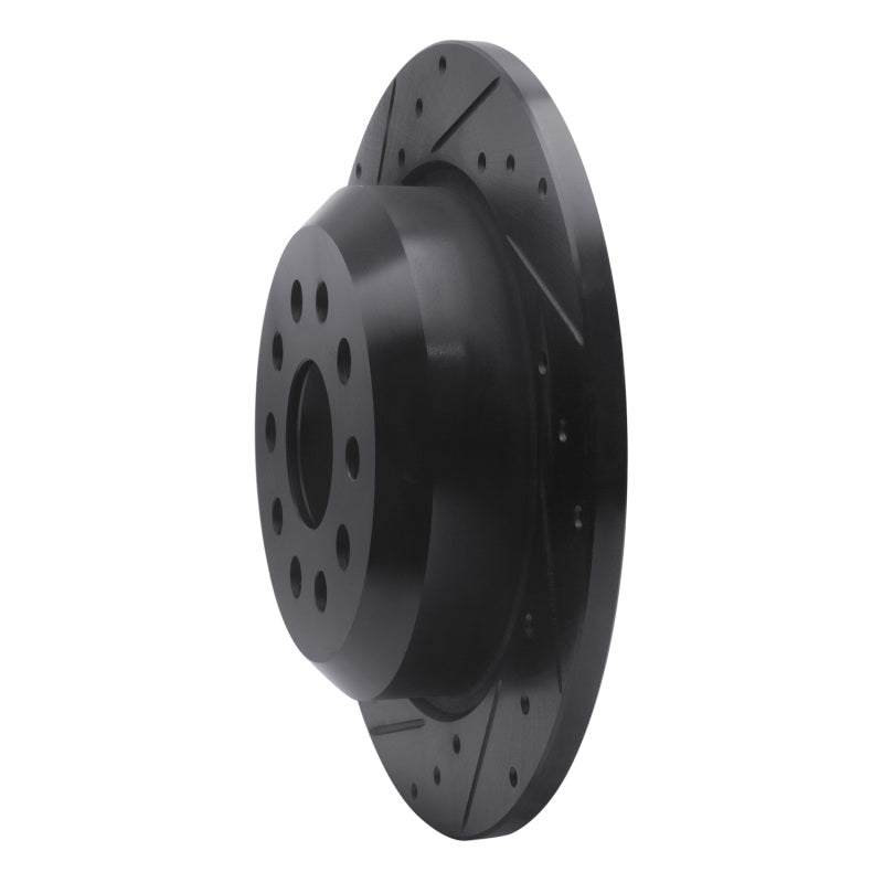 R1 18-25 Jeep Wrangler Rear Left Drilled & Slotted Black Brake Rotor