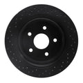 R1 02-21 Chrysler Aspen Rear Right Drilled Black Brake Rotor