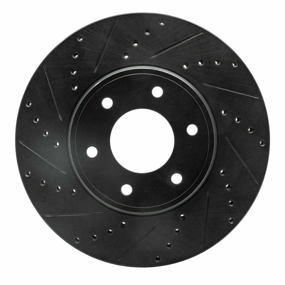 R1 06-09 Chevrolet Trailblazer Front Left Drilled & Slotted Black Brake Rotor