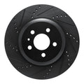 R1 17-25 Tesla Model 3 Rear Left Drilled & Slotted Black Brake Rotor