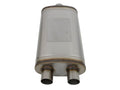 aFe MACHForce XP SS Muffler 3in Center Inlet / 2.5in Dual Outlets 22in L x 11in W x 6in H Body