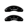 Front Set 2 Caliper Covers Engraved Front Vtec Black Finish Silver Characters 1998-2002 Honda Accord MGP Caliper Covers
