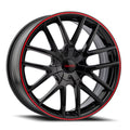 ~(27 lbs. 18X18X8)~ TR60 (3260) BLACK/RED RING 16X7 5-100/5-114.3 42MM 72.62MM
