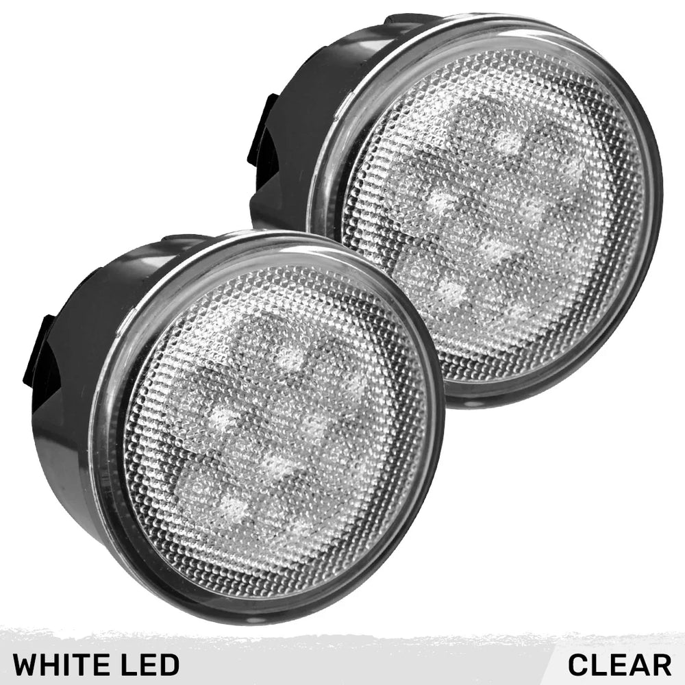 0718 WRANGLER JK ROUND FRONT TURN SIGNAL FENDER LIGHT WHITE LED CLEAR