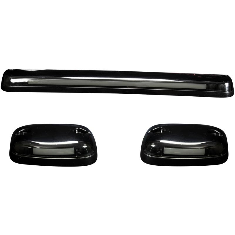 ***Discontinued***~(2 lbs. 17X8X3)~ GMC and Chevy 07-14 (2nd GEN Body Style) Heavy-Duty (3-Piece Set) Smoked Cab Roof Light Lens with Amber LEDs - (Complete