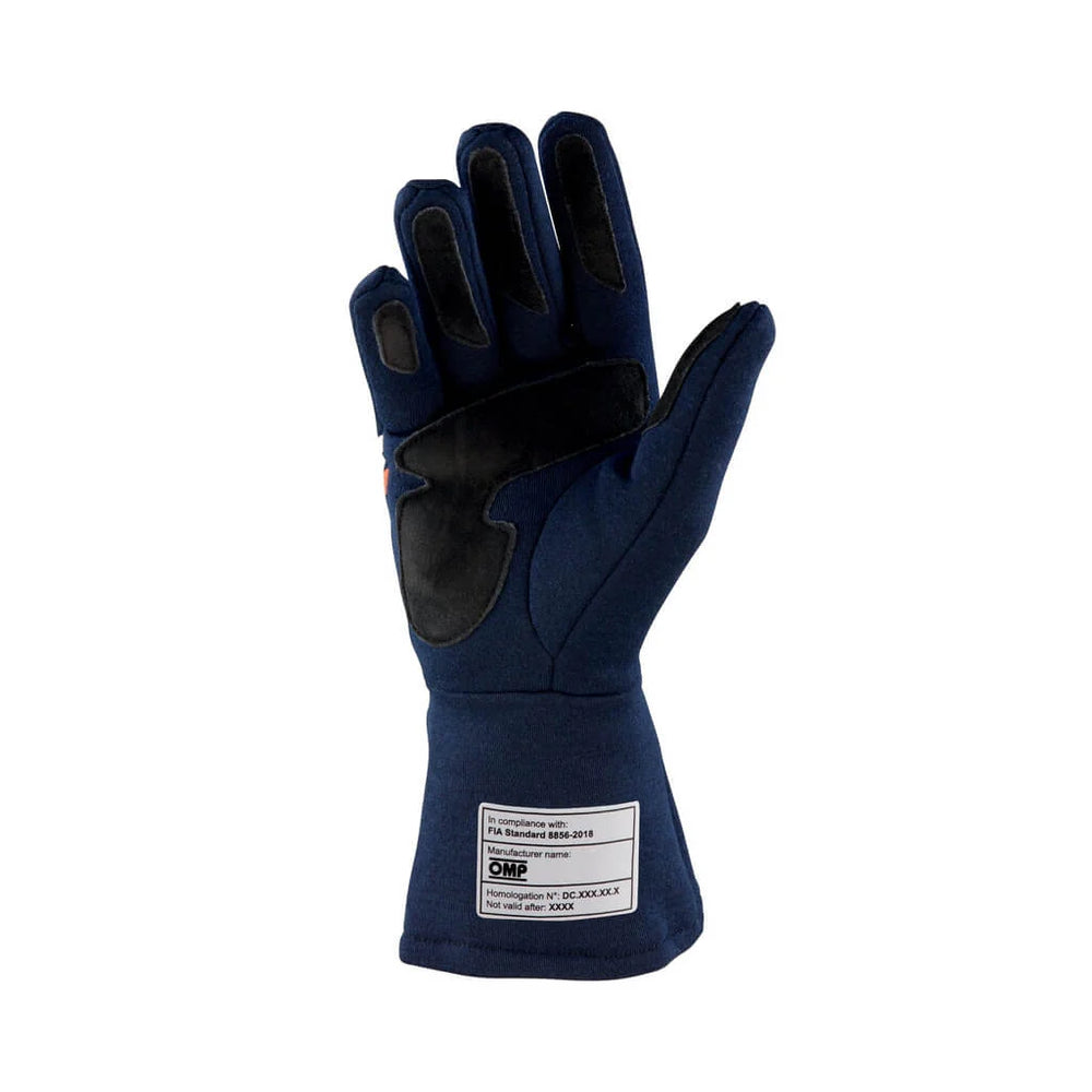 OMP DIJON GLOVES FIA 8856-2018 my2025 NAVY BLUE / FLUO ORANGE SZ M