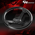NRG Reinforced Steering Wheel (350mm / 3in. Deep) Black w/Black Chrome Solid 3-Spoke Center