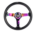NRG Reinforced Steering Wheel (350mm / 3in Deep) Classic Blk Sparkle Wood Grain w/Blk 3-Spoke Center