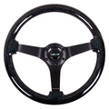 NRG Reinforced Steering Wheel (350mm / 3in Deep) Classic Blk Sparkle Wood Grain w/Blk 3-Spoke Center