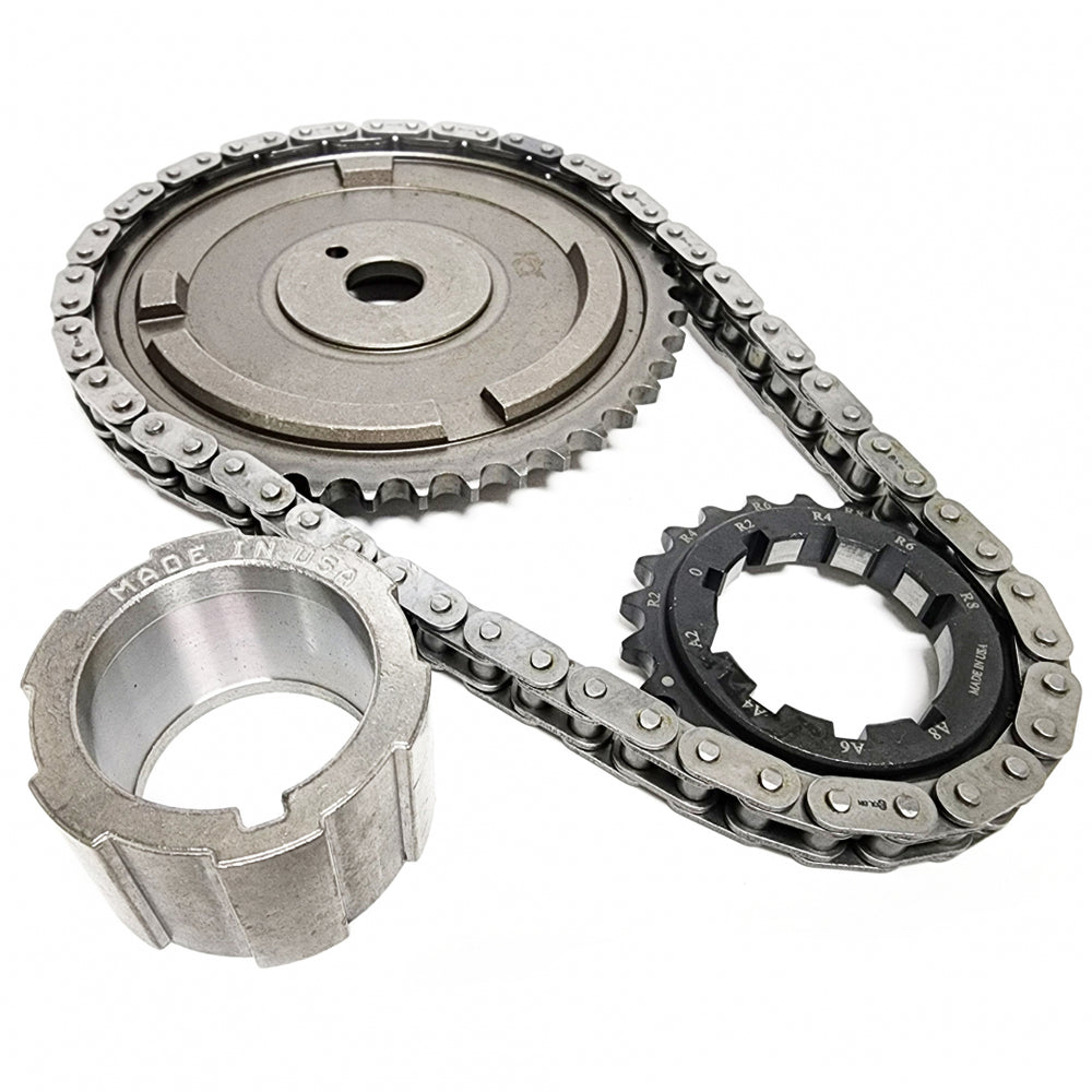 TIMING CHAIN SET PQX SINGLE ROLLER GM LS3 6.0L 6.2L SINGLE BOLT CAM W/ THR
