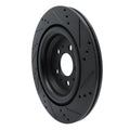 R1 2017-2025 Tesla Model 3 Rear Left Drilled & Slotted Black Brake Rotor