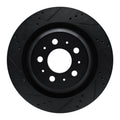 R1 2017-2025 Tesla Model 3 Rear Left Drilled & Slotted Black Brake Rotor