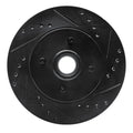 R1 87-93 Ford Mustang Front Right Drilled & Slotted Black Brake Rotor