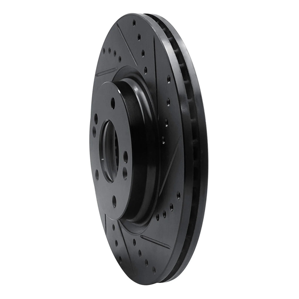 R1 20-25 Hyundai Kona Front Right Drilled & Slotted Black Brake Rotor