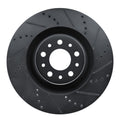 R1 14-19 Fiat 500L Front Right Drilled & Slotted Black Brake Rotor