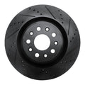 R1 2017-2024 Maserati Ghibli Rear Right Drilled & Slotted Black Brake Rotor