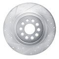 R1 03-05 Jaguar S-Type Rear Left Drilled & Slotted Silver Brake Rotor