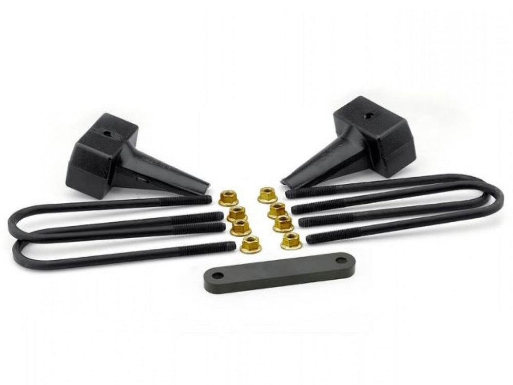 RLS - 4 Flat Rear Block Kit with Carrier Bearing Spacer for 2 Piece Drive Shaft Fits Ford F250 F350 F450 1999-2010