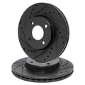 R1 90-14 Acura EL Front Drilled & Slotted Black Brake Rotor Set