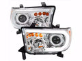 OE RETROFIT PROJECTOR HEADLIGHTS WITH LED BAR CHROME HOUSING AND CLEAR LENS