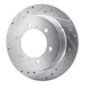 R1 90-04 Mitsubishi Montero Rear Left Drilled & Slotted Silver Brake Rotor