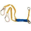 DECOIL STRETCH TWINLEG LANYARD W/DRING EXTENDER REBAR HOOKS 6FT GOLD
