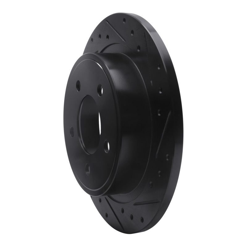 R1 04-08 Chrysler Pacifica Rear Right Drilled & Slotted Black Brake Rotor