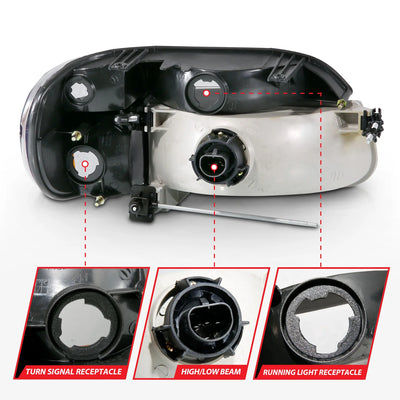9501 EXPLORER CRYSTAL HEADLIGHTS W/ CORNER LIGHTS 2PC BLACK