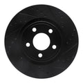 R1 15-20 Ford Mustang Front Right Drilled & Slotted Black Brake Rotor